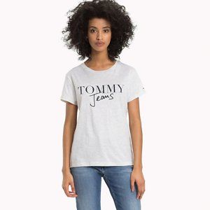 Tommy Hilfiger dámské šedé tričko Logo - S (89)